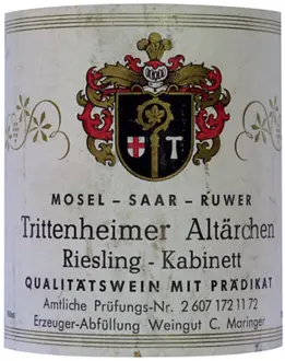Riesling Maringer Kabinett Trittenheimer 1971 Dominique Fornage Wine Vin ecole nobilis